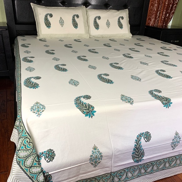 Indian Hand Block Print Cotton Flat sheet - Picture 9 of 10